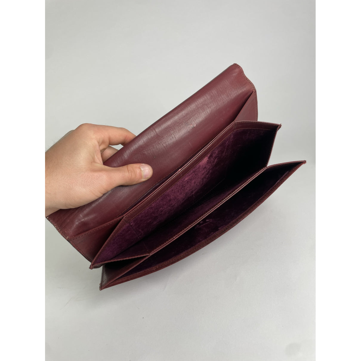 Cartier Burgundy Leather Clutch Bag image 4
