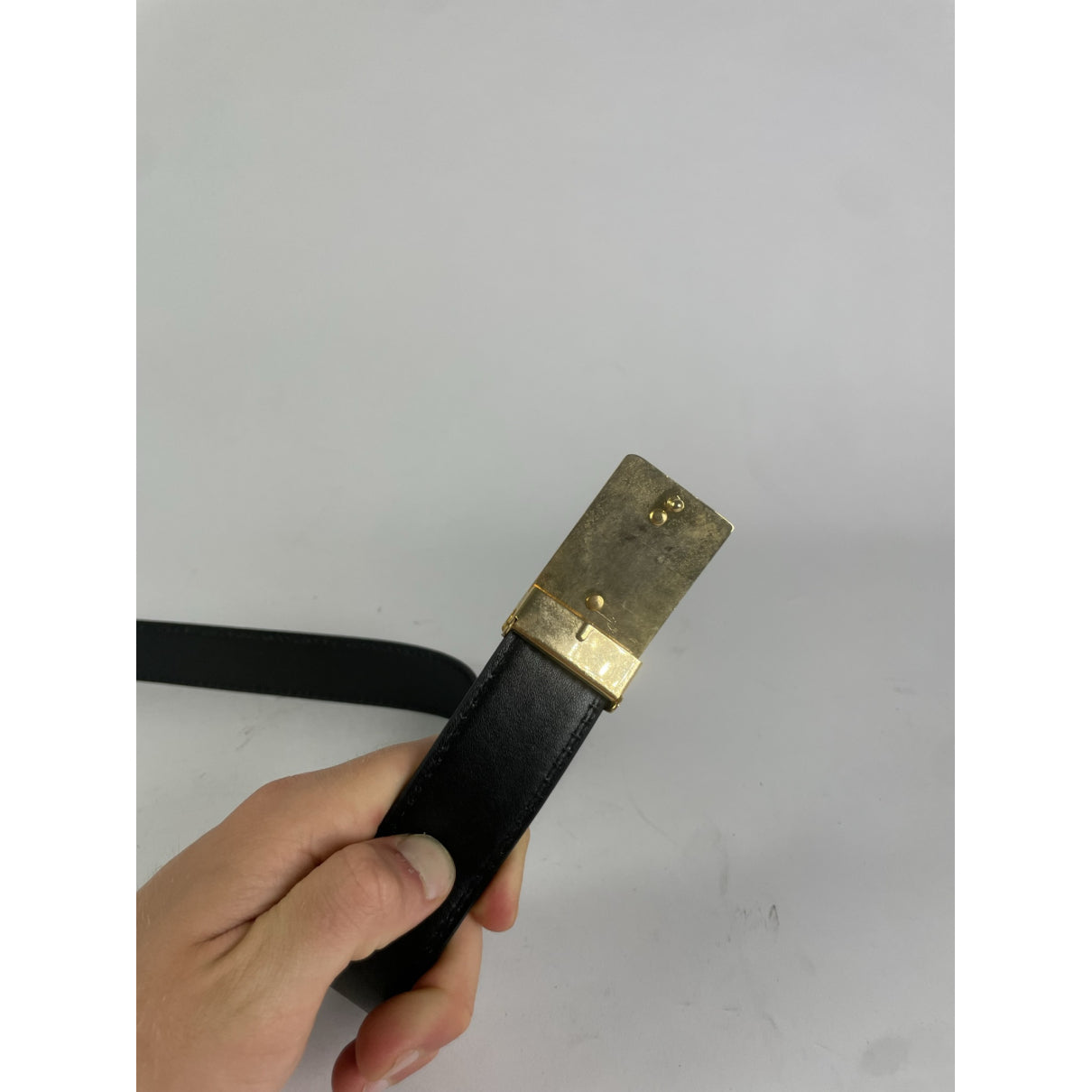 Celine Triomphe Black Leather Belt image 3