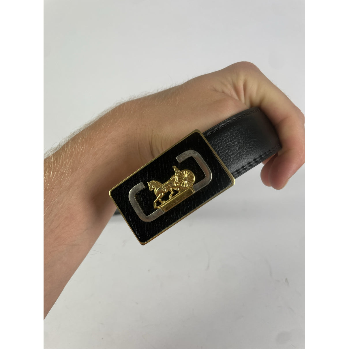 Celine Triomphe Black Leather Belt image 4