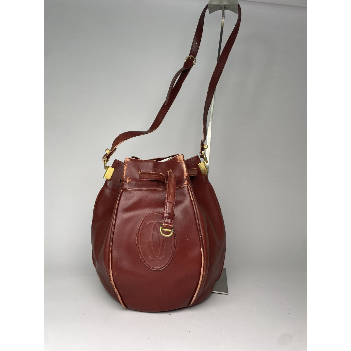 Cartier Seau Burgundy Leather Handbag image 2