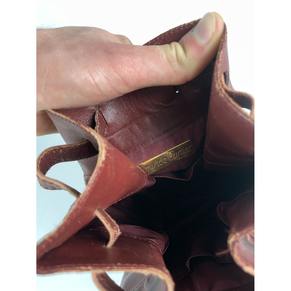 Cartier Seau Burgundy Leather Handbag image 4