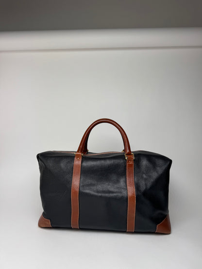 Vintage Celine Paris Triomphe Weekender Travel Bag Black Brown