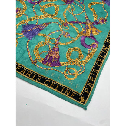 Celine Green Silk Scarf image 2
