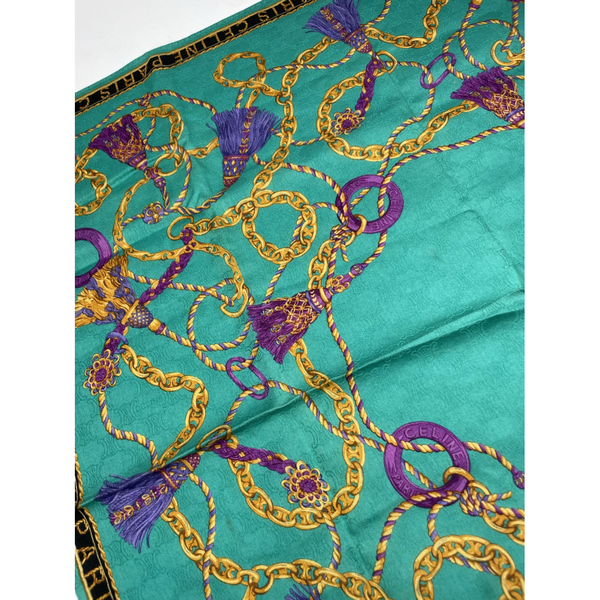 Celine Green Silk Scarf image 4