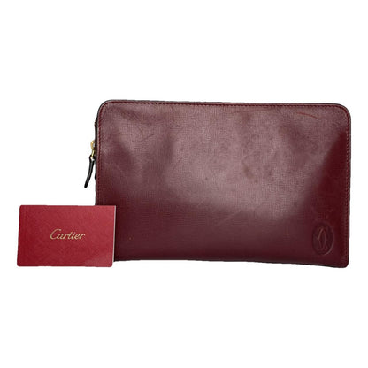 Cartier Burgundy Leather Clutch Bag image 1