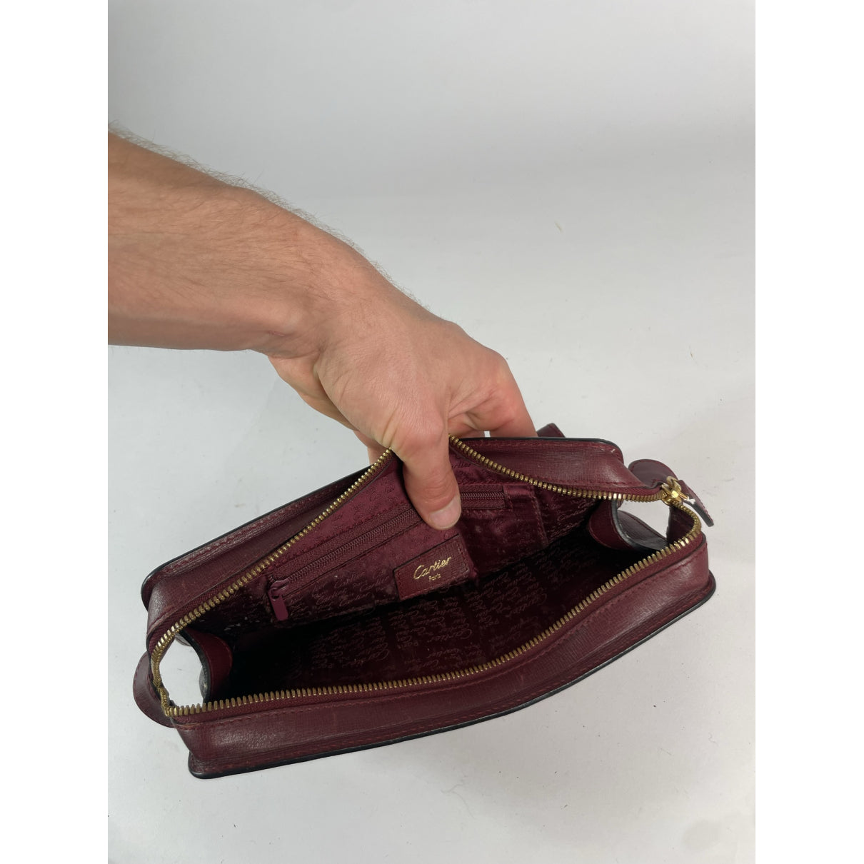 Cartier Burgundy Leather Clutch Bag image 5