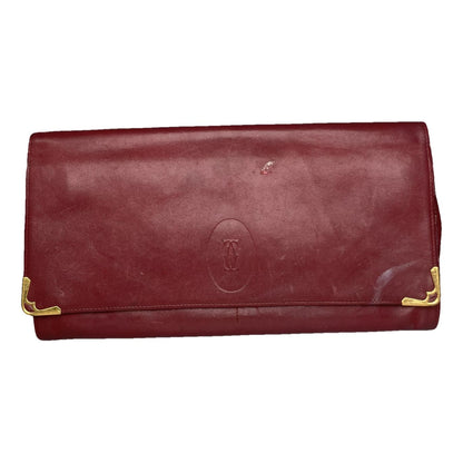 Cartier Burgundy Leather Clutch Bag image 1