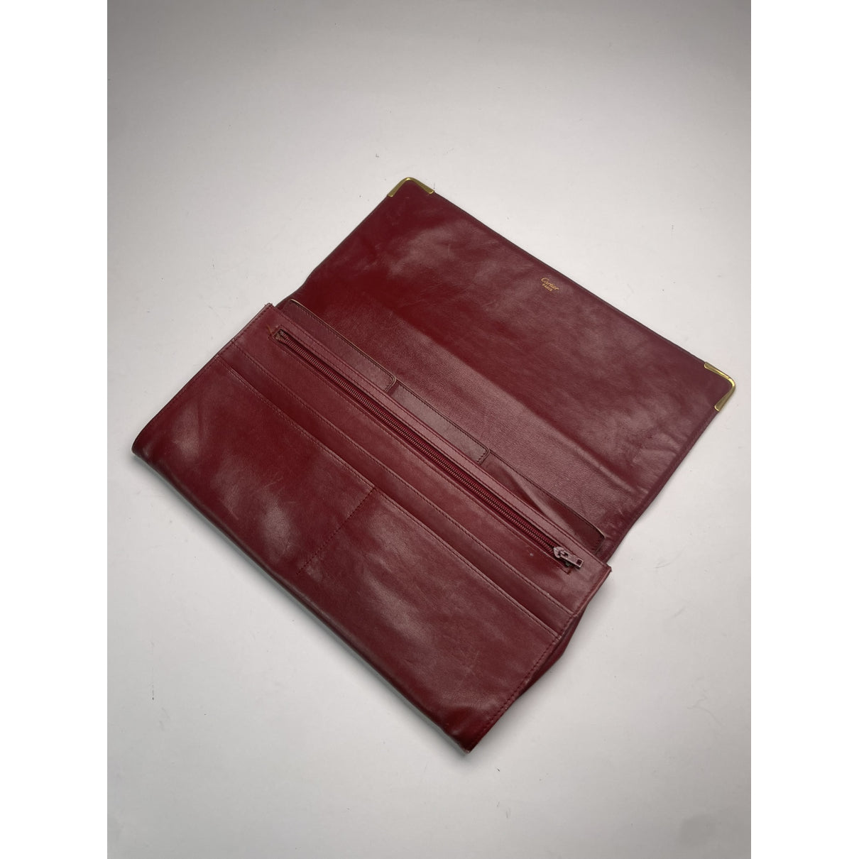 Cartier Burgundy Leather Clutch Bag image 3