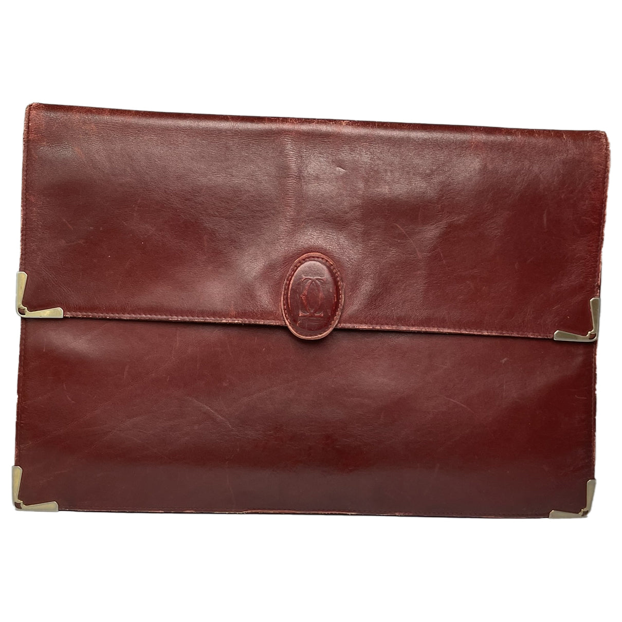 Cartier Burgundy Leather Clutch Bag image 1