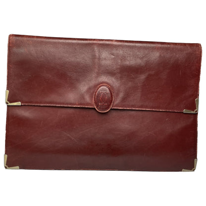 Cartier Burgundy Leather Clutch Bag image 1