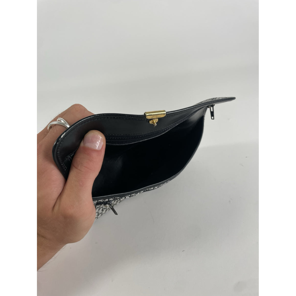 Dior 30 Montaigne Flap Chain East West Black Cotton Handbag image 4