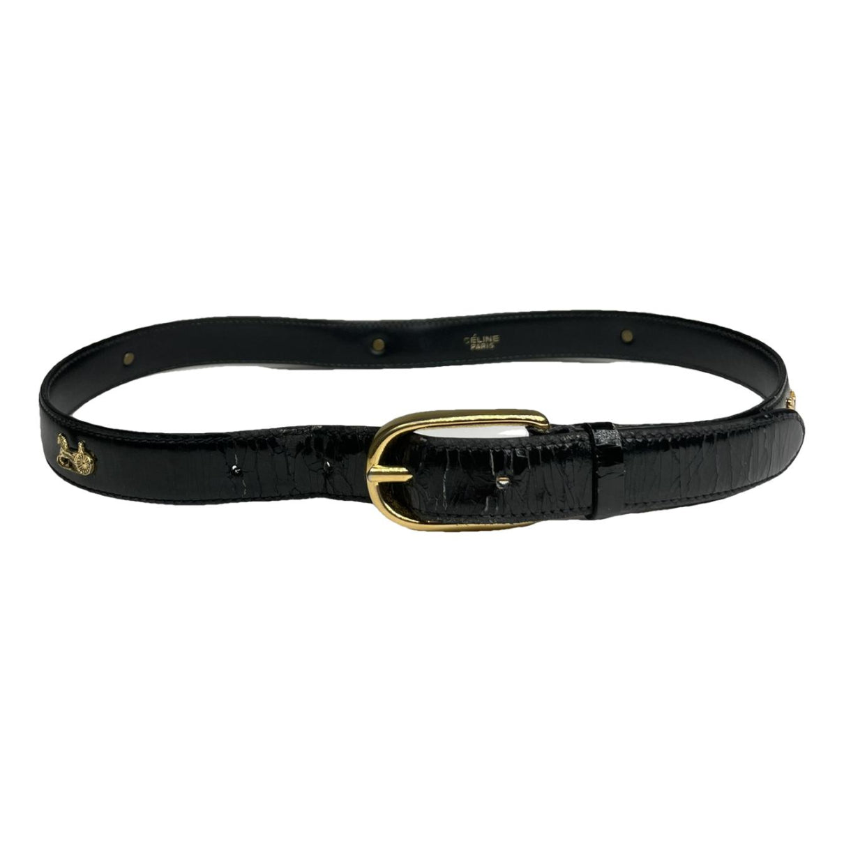 Celine Triomphe Black Patent Leather Belt image 1