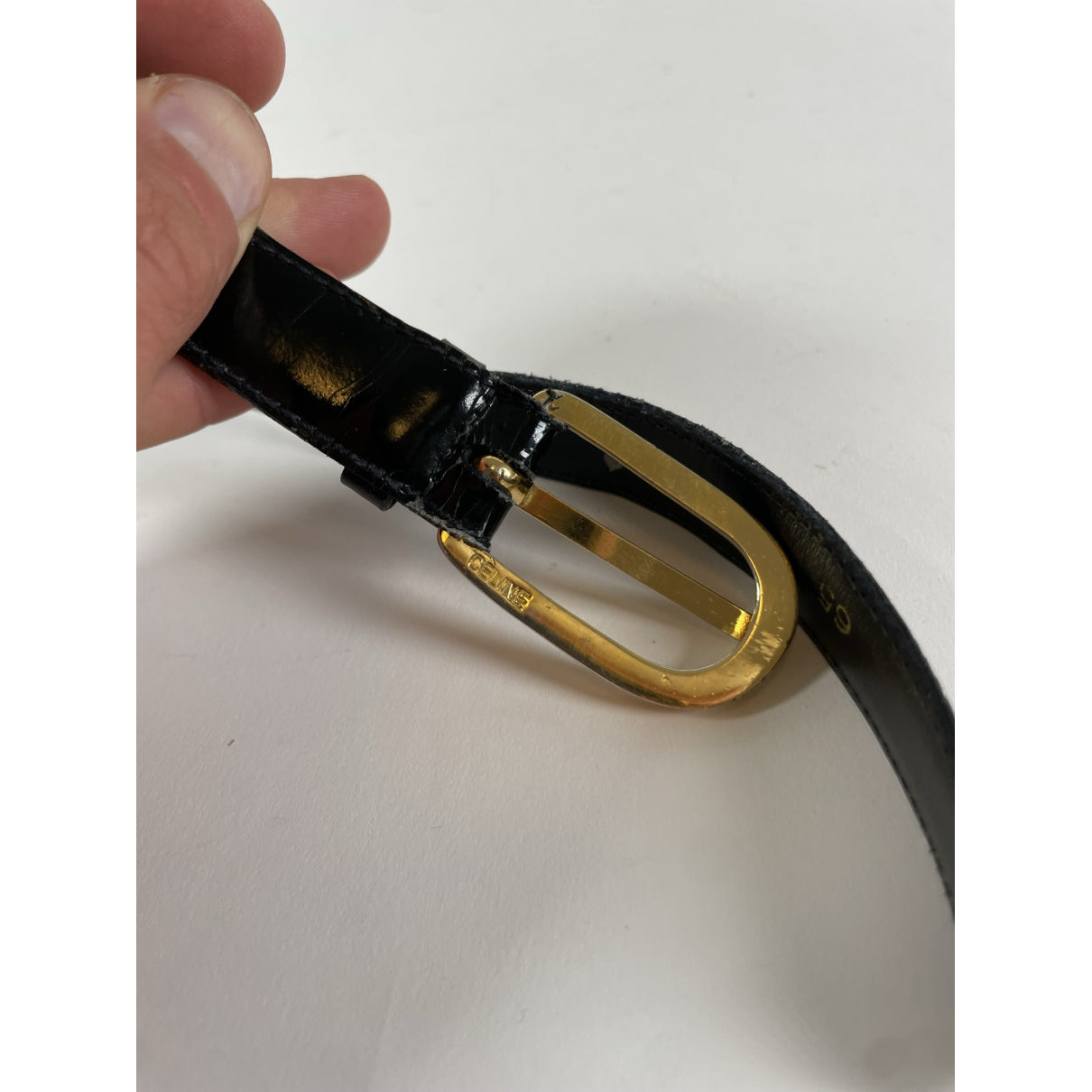 Celine Triomphe Black Patent Leather Belt image 3