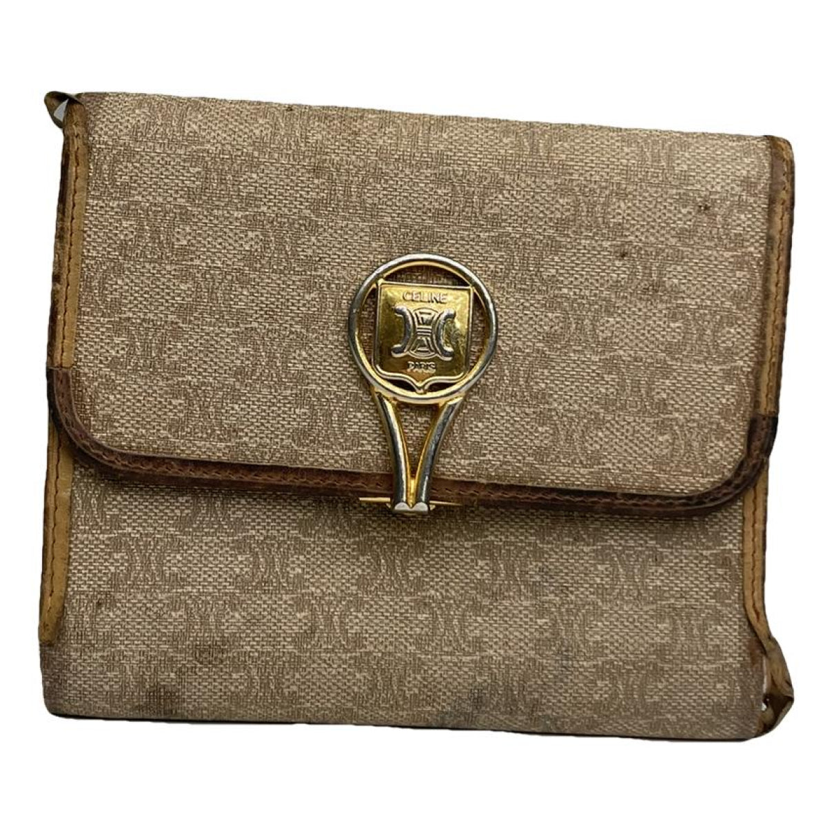 Celine Triomphe Beige Leather Wallet image 1