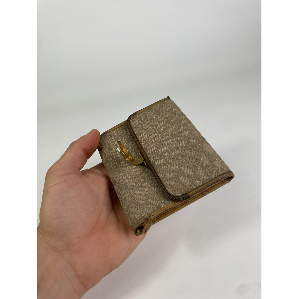 Celine Triomphe Beige Leather Wallet image 3