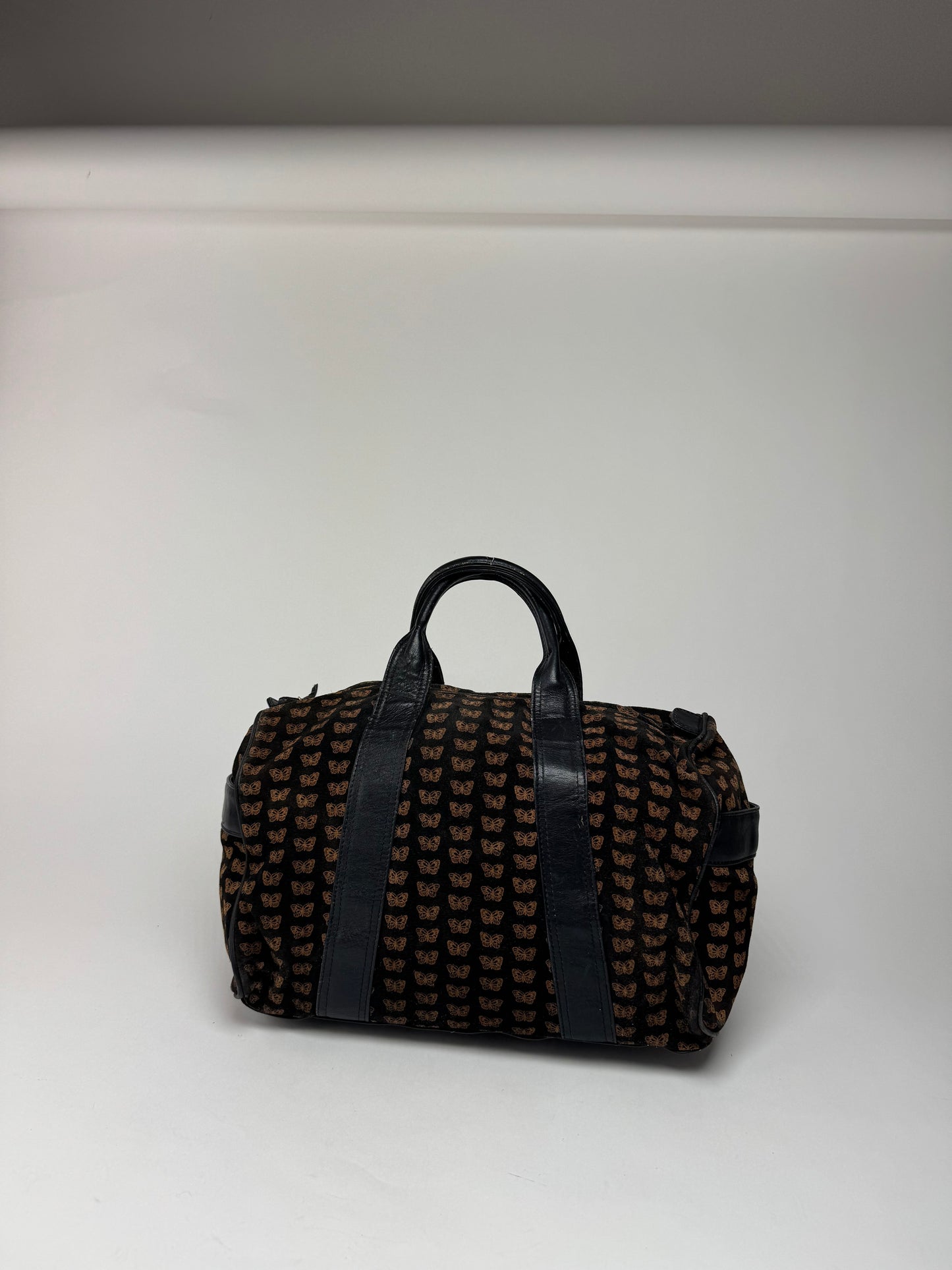 Vintage Bottega Veneta Suede Leather Monogramm Bag black brown