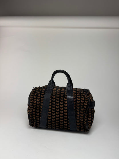 Vintage Bottega Veneta Suede Leather Monogramm Bag black brown