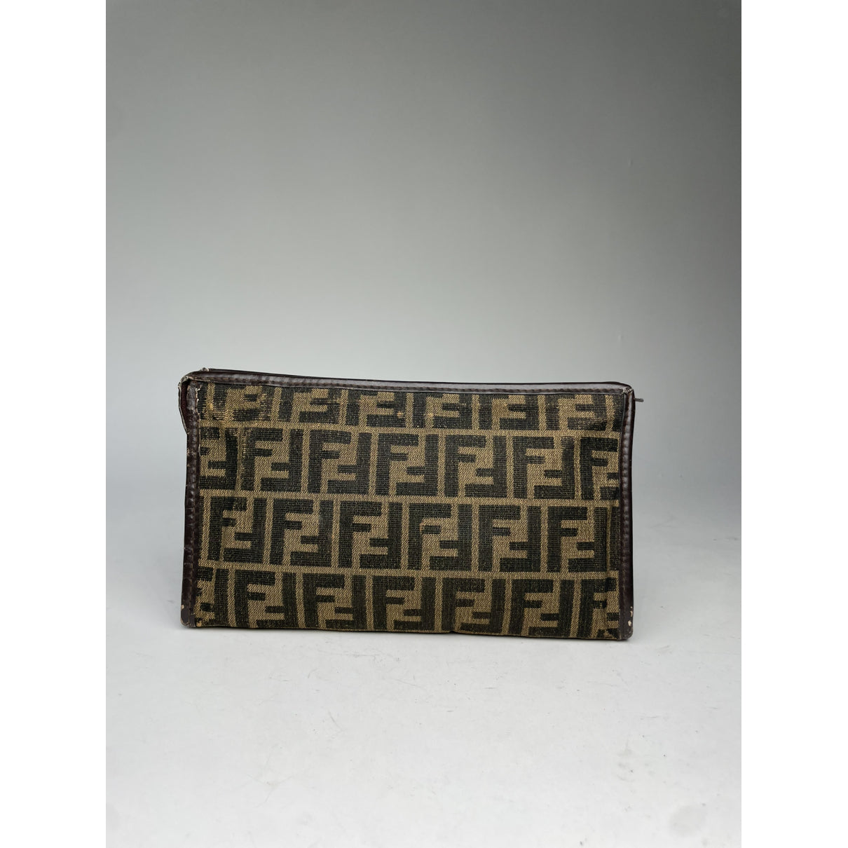 Fendi Baguette Brown Cotton Clutch Bag image 3