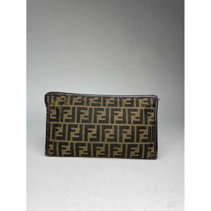 Fendi Baguette Brown Cotton Clutch Bag image 3