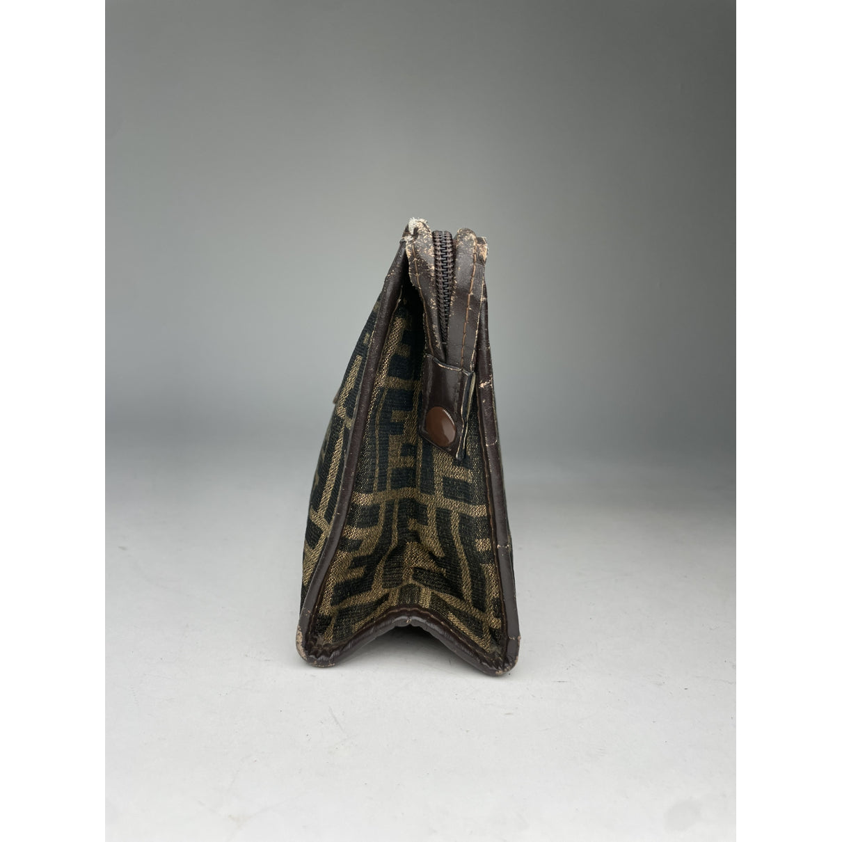 Fendi Baguette Brown Cotton Clutch Bag image 4