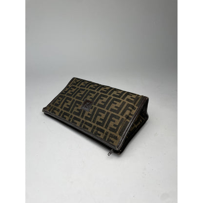 Fendi Baguette Brown Cotton Clutch Bag image 5