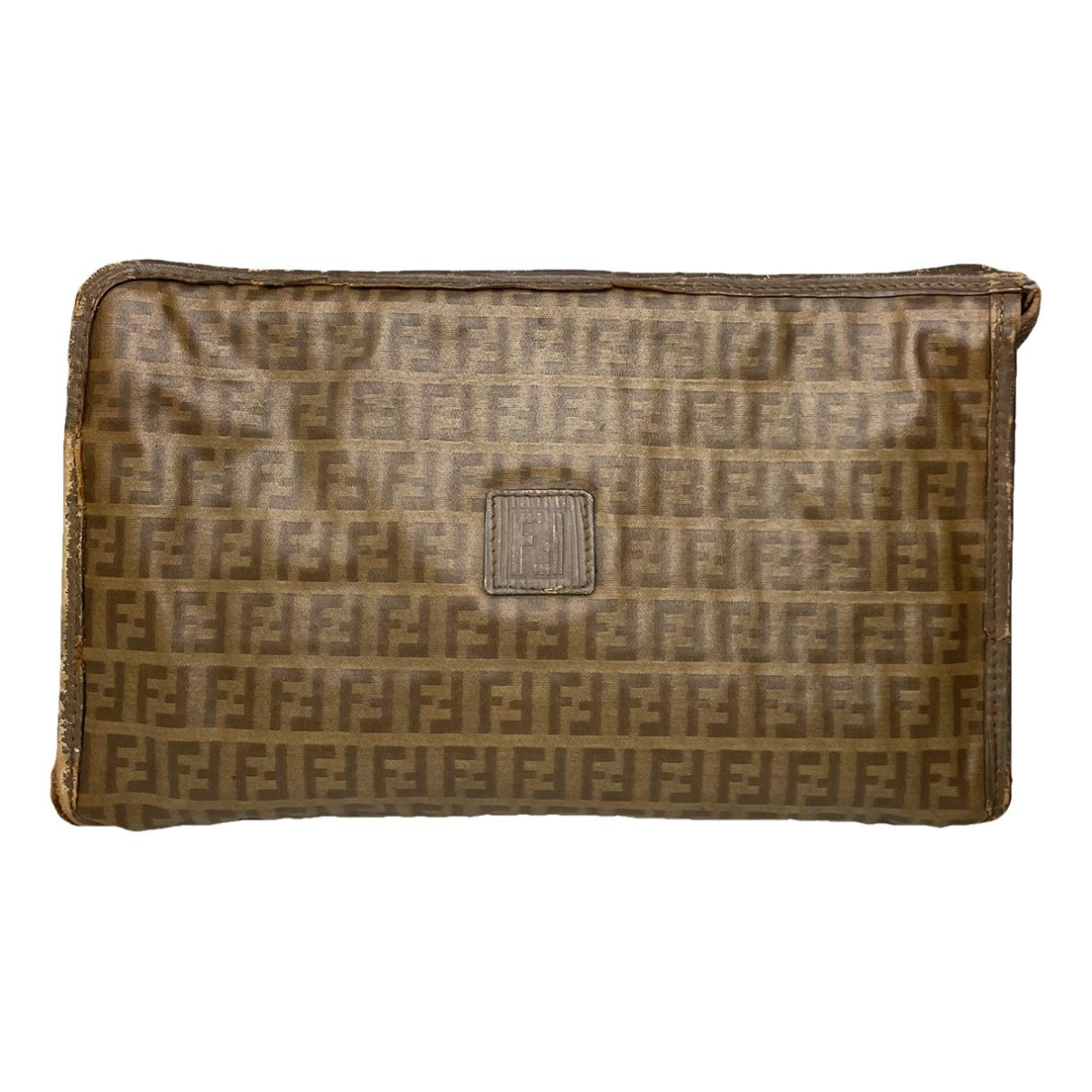 Fendi Double F Gold Leather Clutch Bag image 1