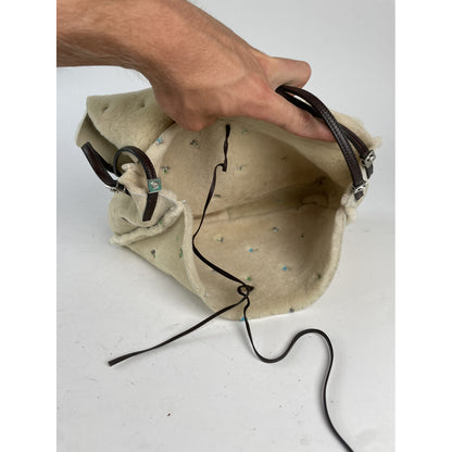 Gianni Versace Beige Wool Handbag image 2