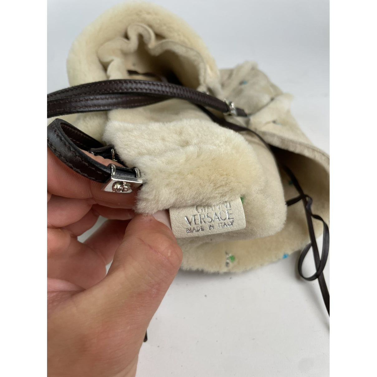 Gianni Versace Beige Wool Handbag image 3