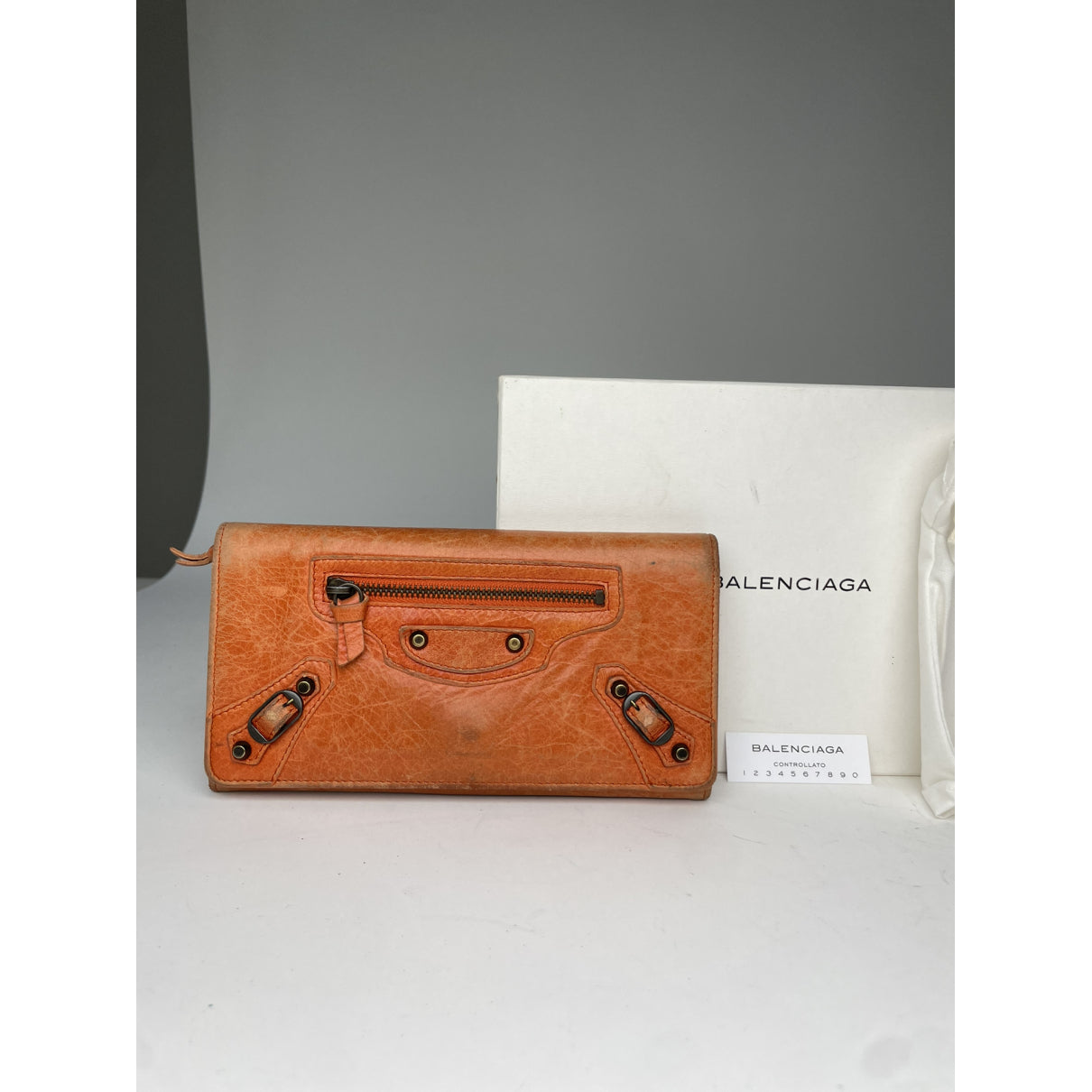 Balenciaga Orange Leather Wallet image 2
