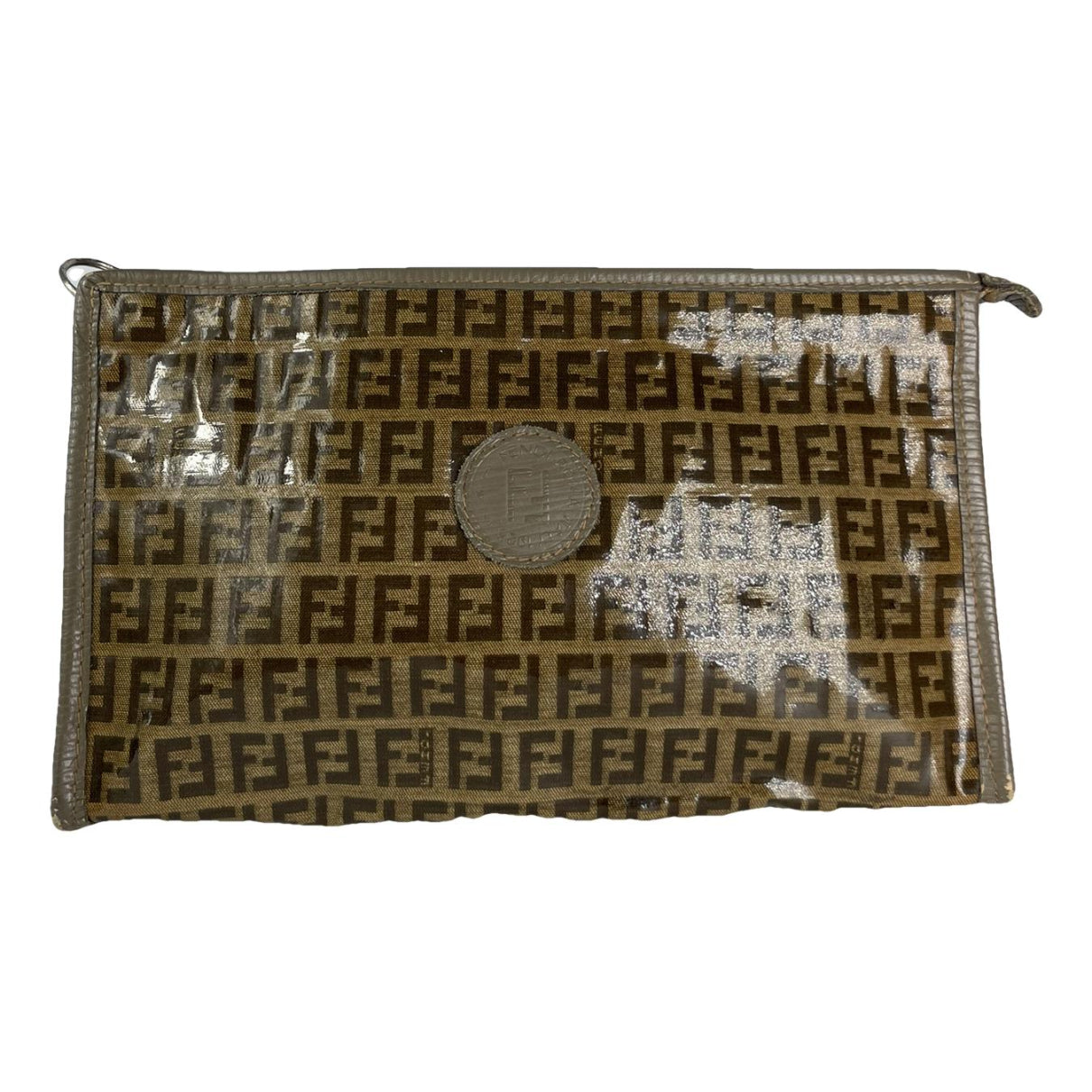 Fendi Baguette Brown Patent Leather Clutch Bag image 1