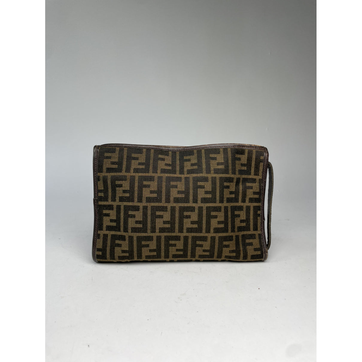 Fendi Baguette Brown Cotton Clutch Bag image 2