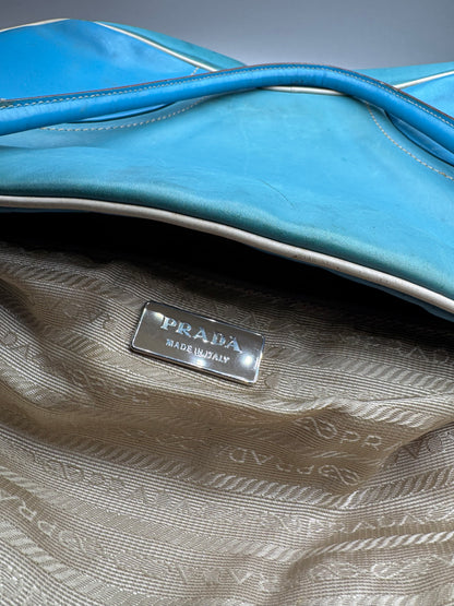 Sac bowling vintage en cuir Prada bleu