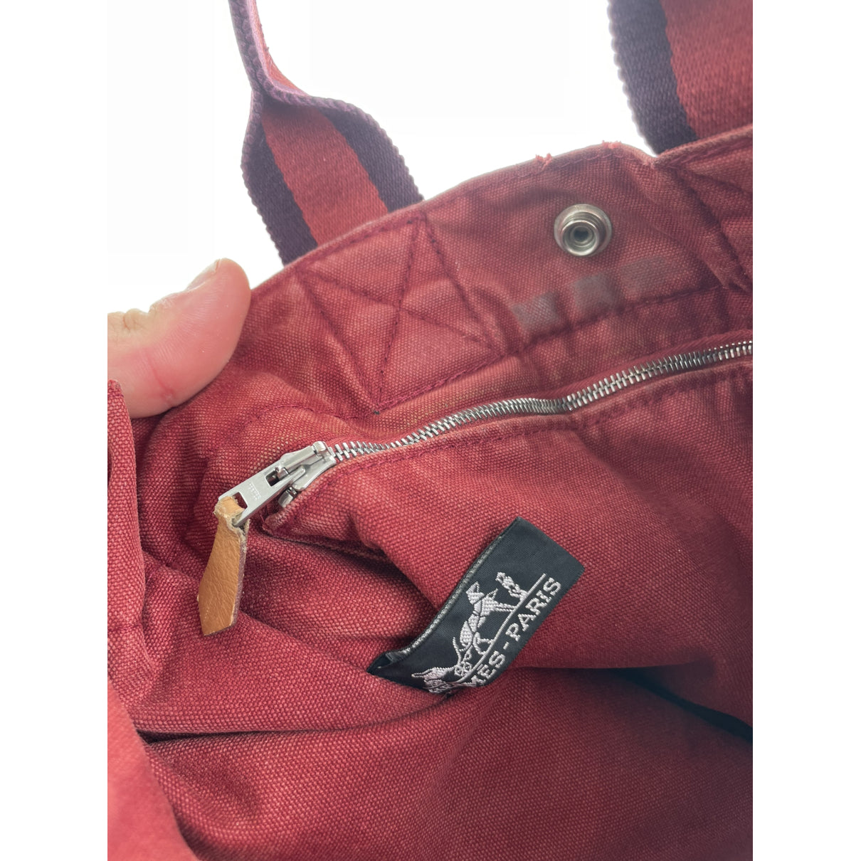 Hermès Red Cotton Handbag image 3