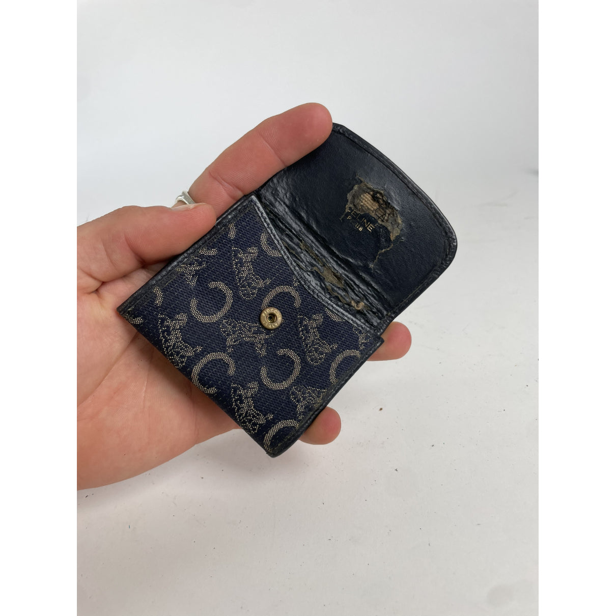 Celine Navy Cotton Purse image 3