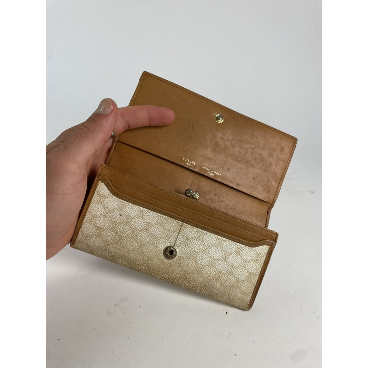 Celine Triomphe Beige Leather Wallet image 3