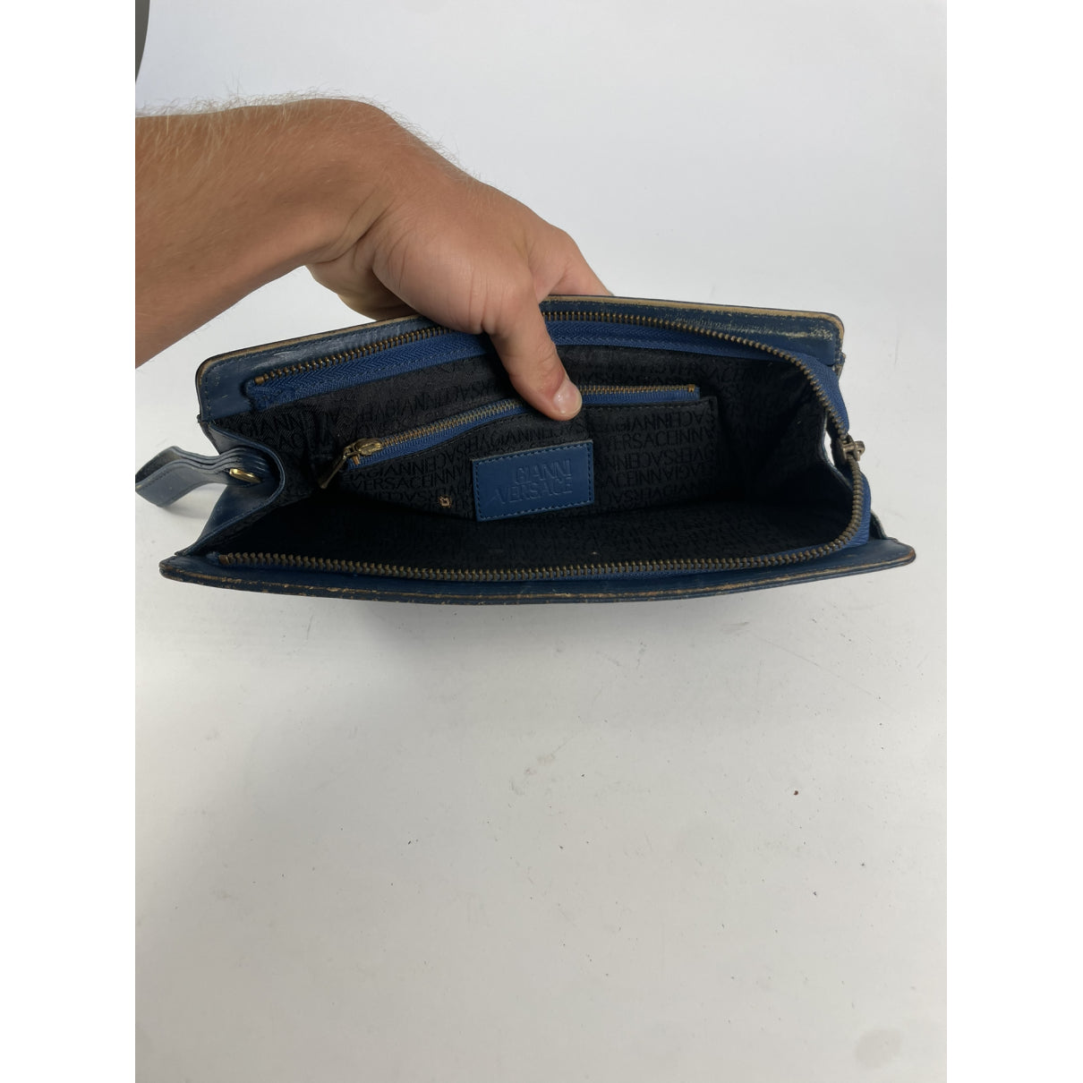 Gianni Versace Blue Leather Clutch Bag image 2