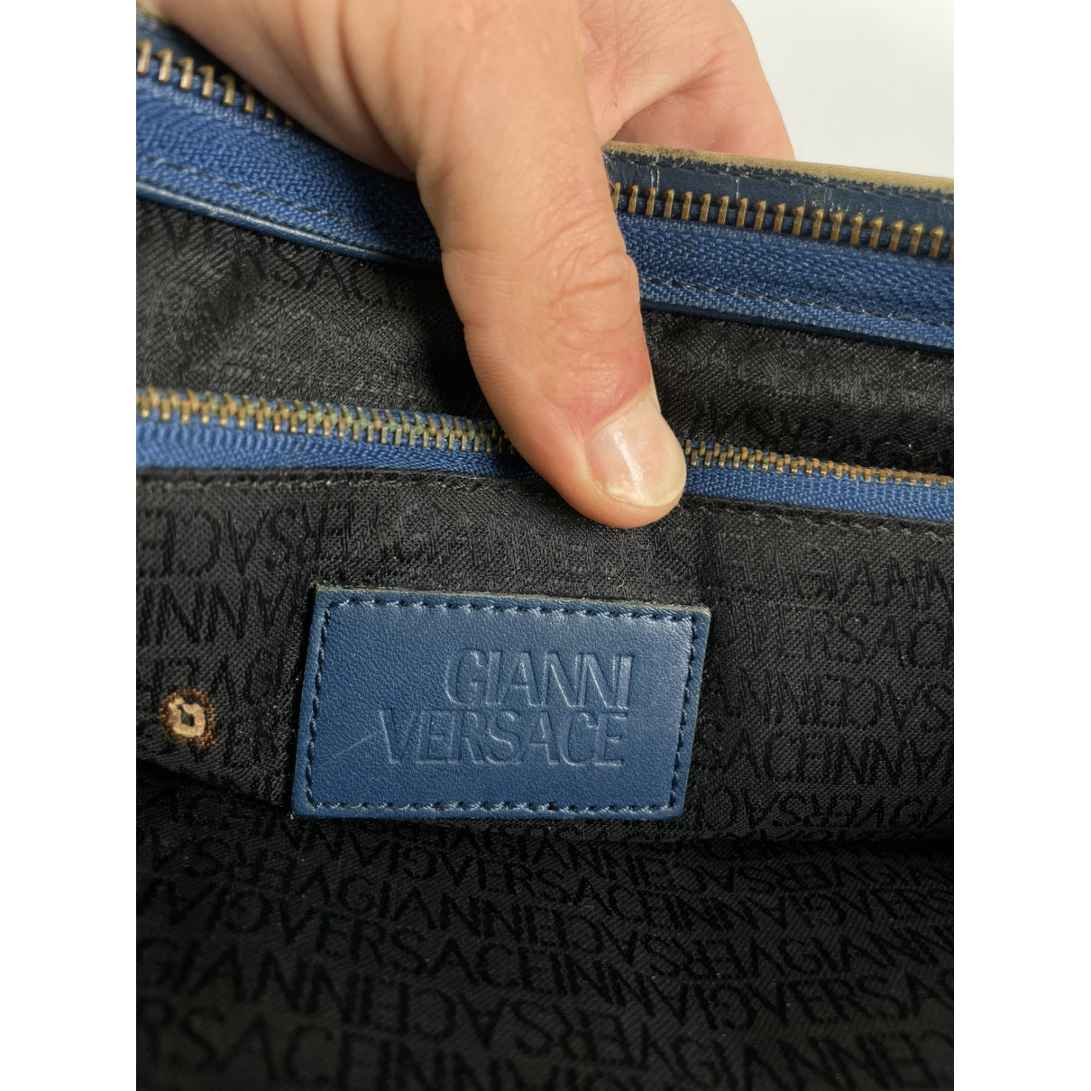 Gianni Versace Blue Leather Clutch Bag image 3