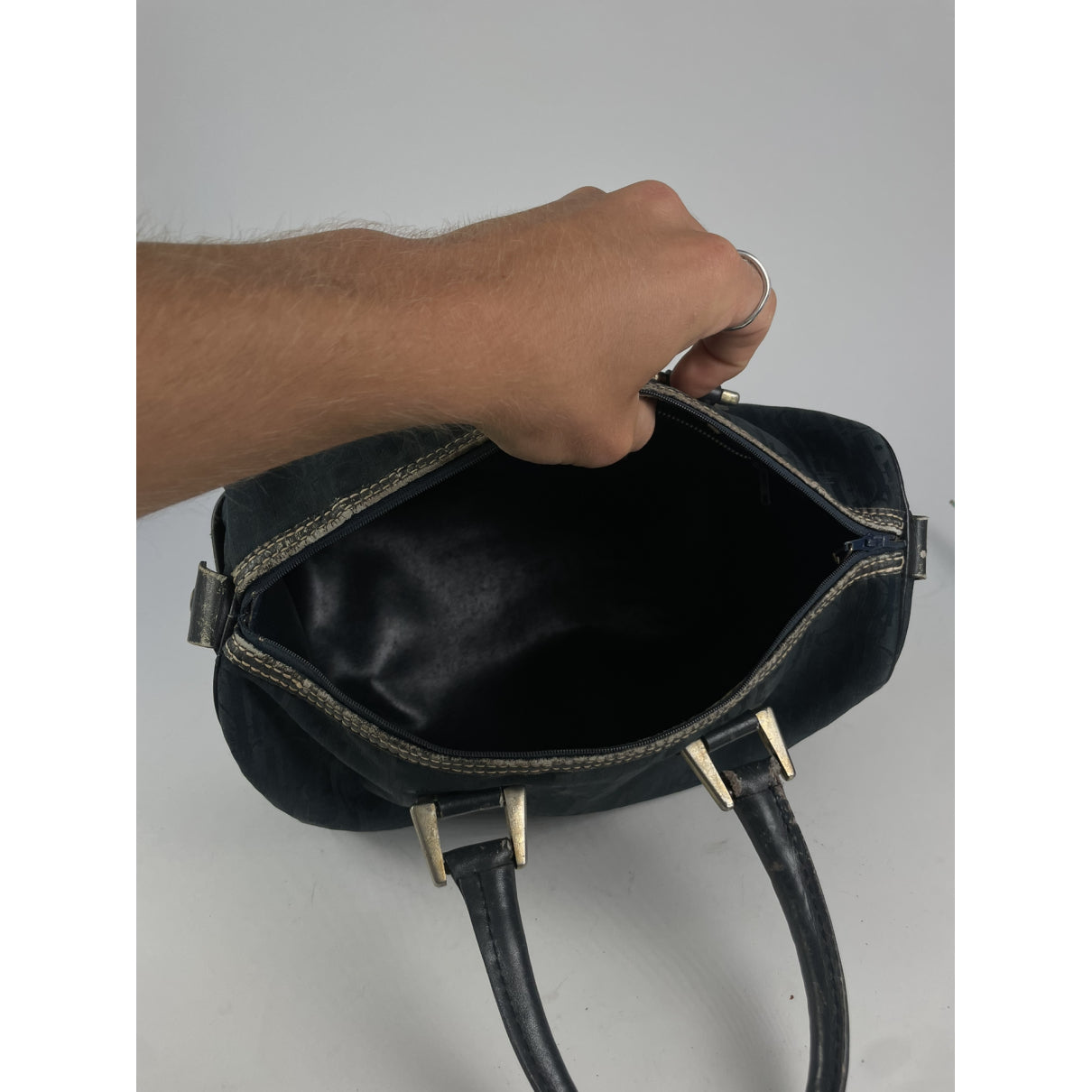 Dior Bowling Navy Cotton Handbag image 2
