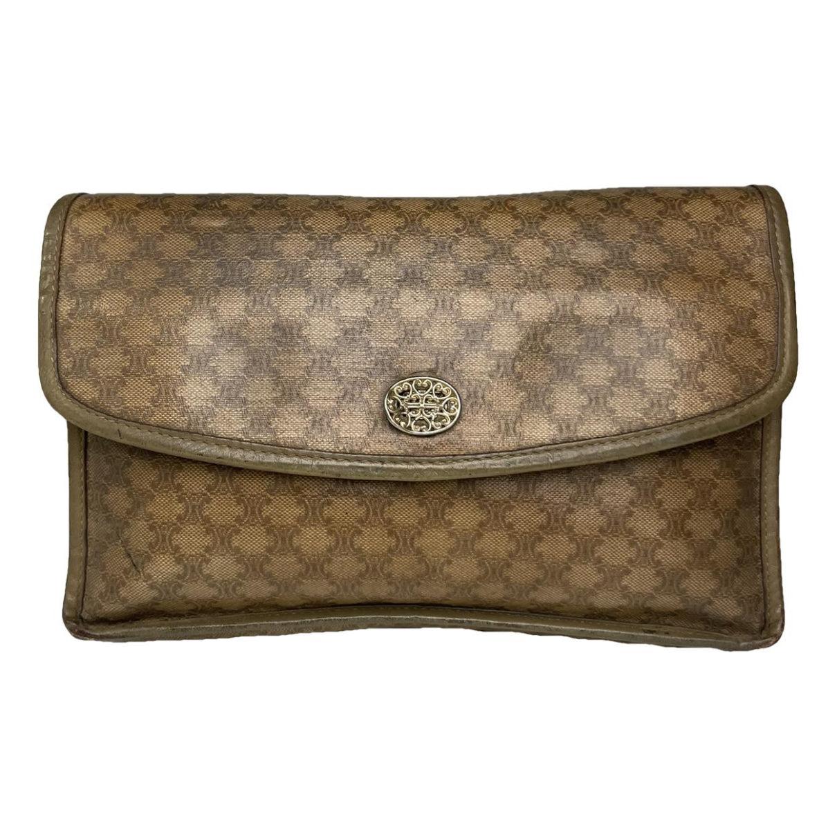 Celine Triomphe Brown Leather Clutch Bag image 1