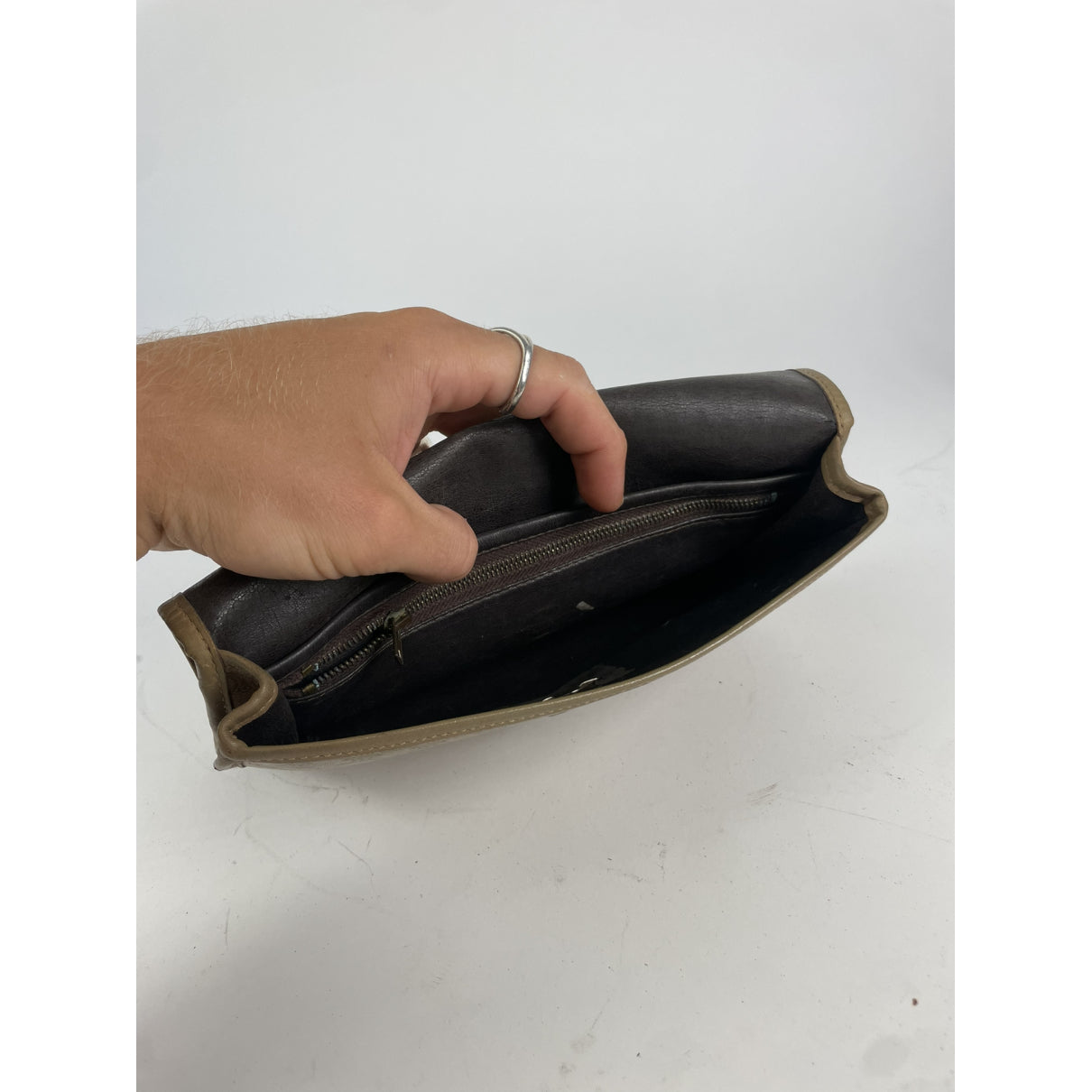 Celine Triomphe Brown Leather Clutch Bag image 3