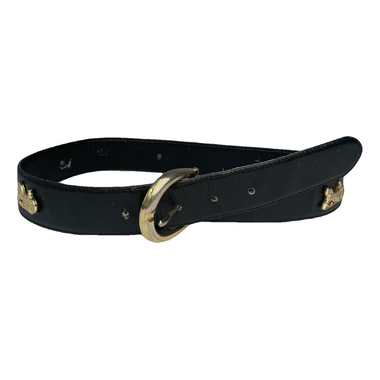 Celine Triomphe Black Leather Belt image 1