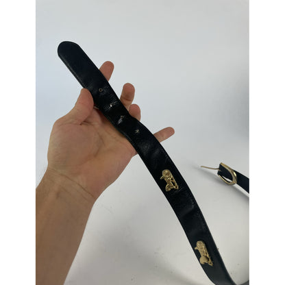 Celine Triomphe Black Leather Belt image 2