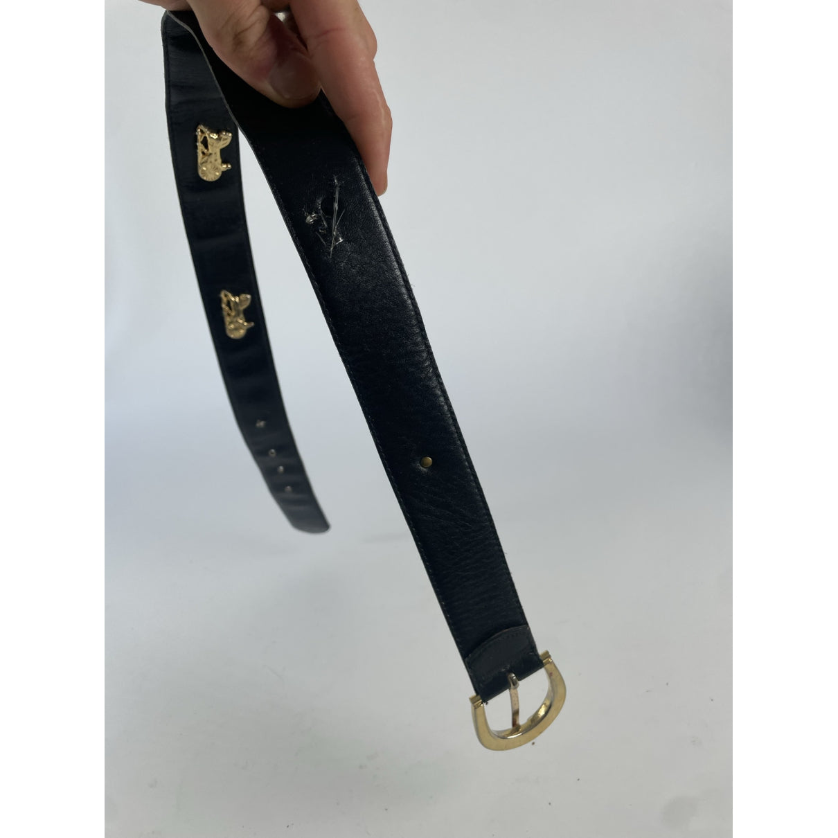 Celine Triomphe Black Leather Belt image 3