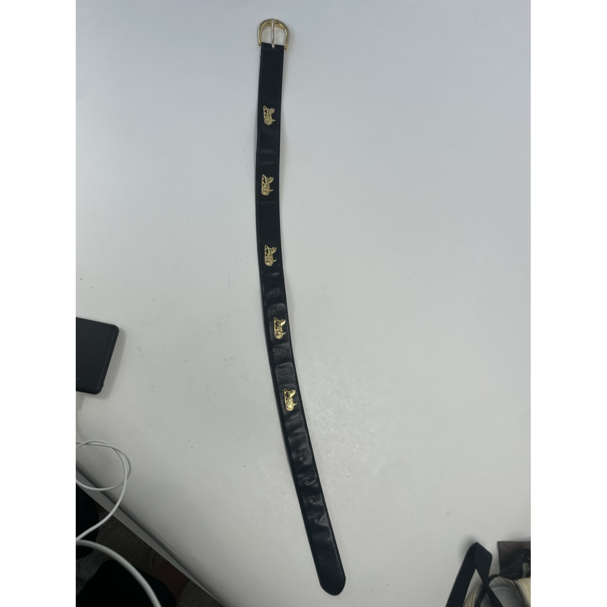 Celine Triomphe Black Leather Belt image 4