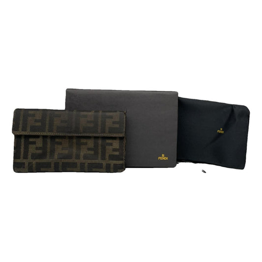Fendi Baguette Brown Cotton Wallet image 1