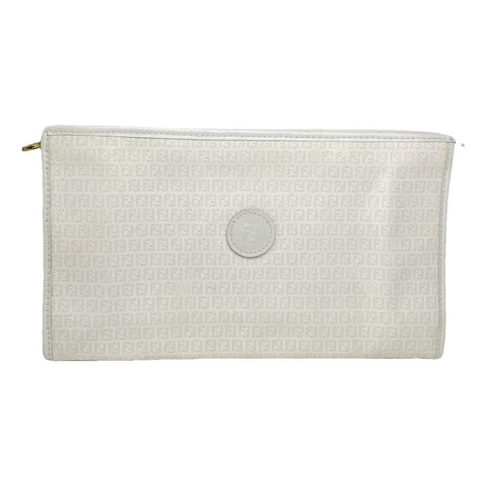Fendi Baguette White Leather Clutch Bag image 1