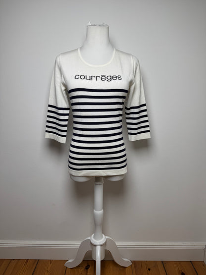 Vintage Courreges Paris Striped Sweater White/Navy EU36/S