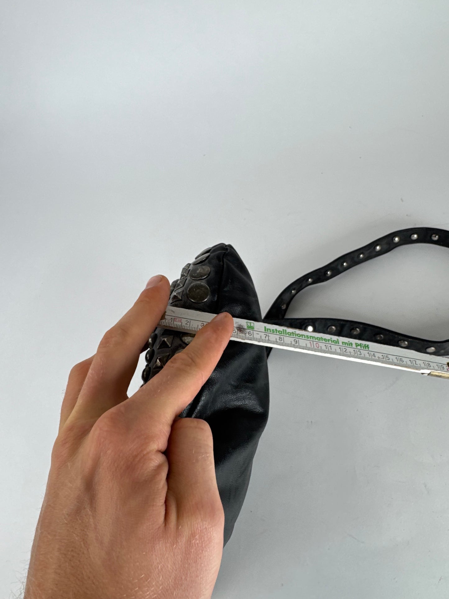 Vintage Pleated Leather Crossbody Bag Black