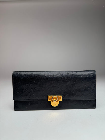 Vintage Givenchy Ostrich Leather card holder / ID holder Black