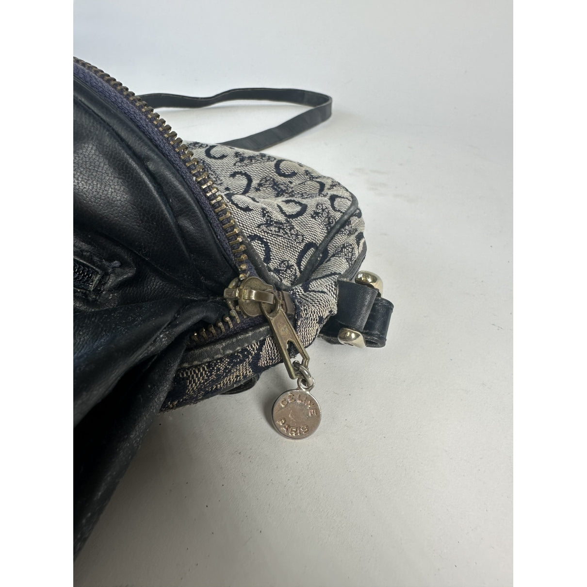 Celine Triomphe Vintage Black Cotton Handbag image 3